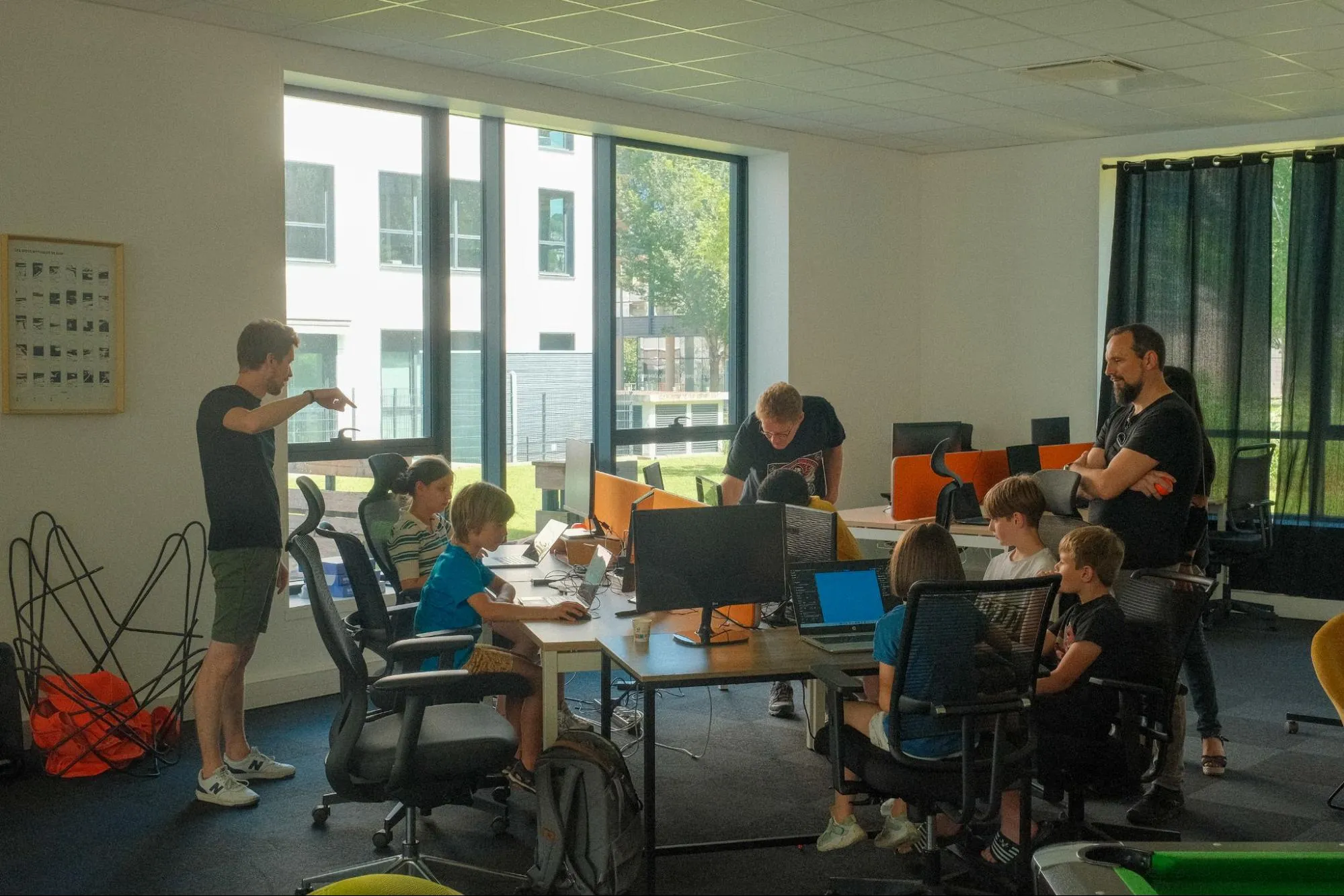 Kids learning hot to develop a video game